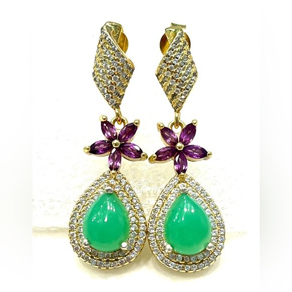 2ct Australian Jade Amethyst 14KGP Earrings - Picture 1 of 4